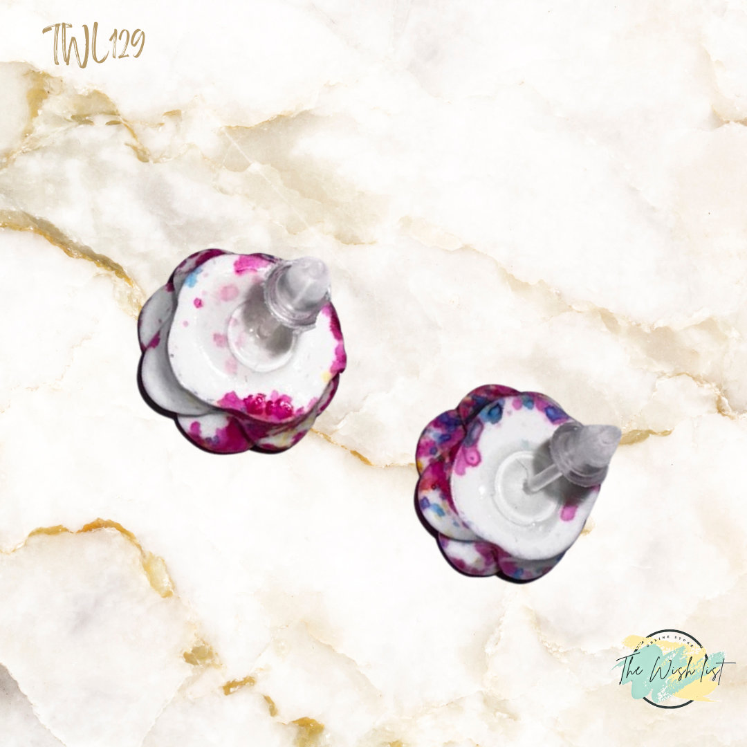 Women's Fashionable, Random Flower Shaped Polyresin earrings- Effect Earrings