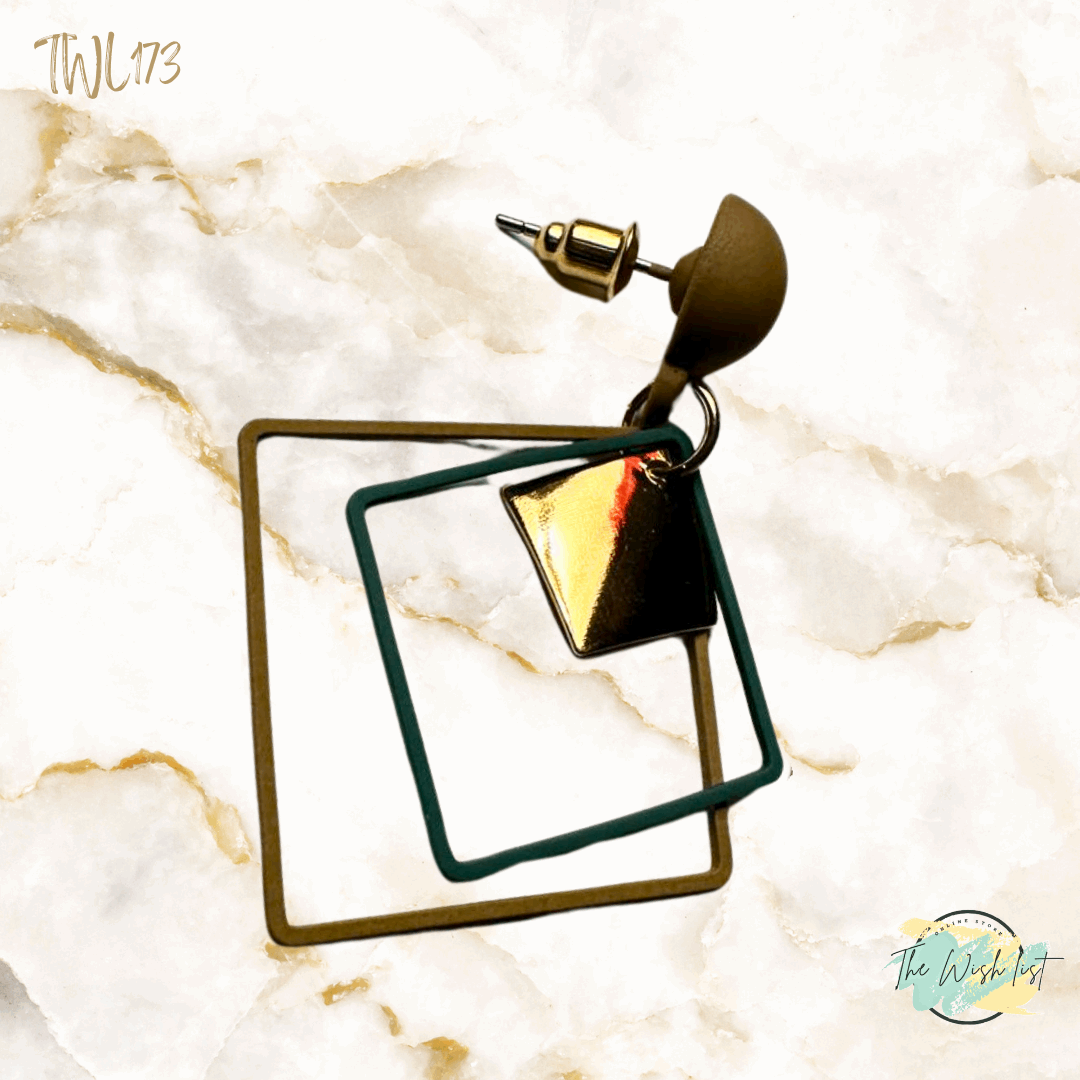 Geometric Drop earrings- Black , Toffee , Green