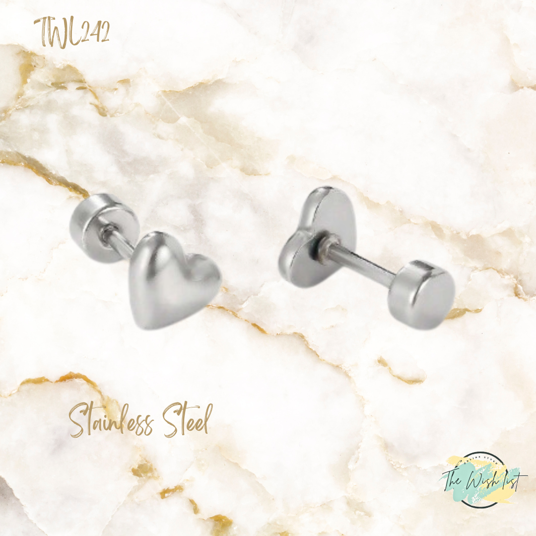 Heart Stud earrings for toddlers- Stainless Steel