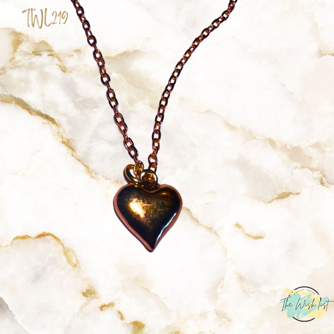 Vintage Solid Heart Pendant Necklace