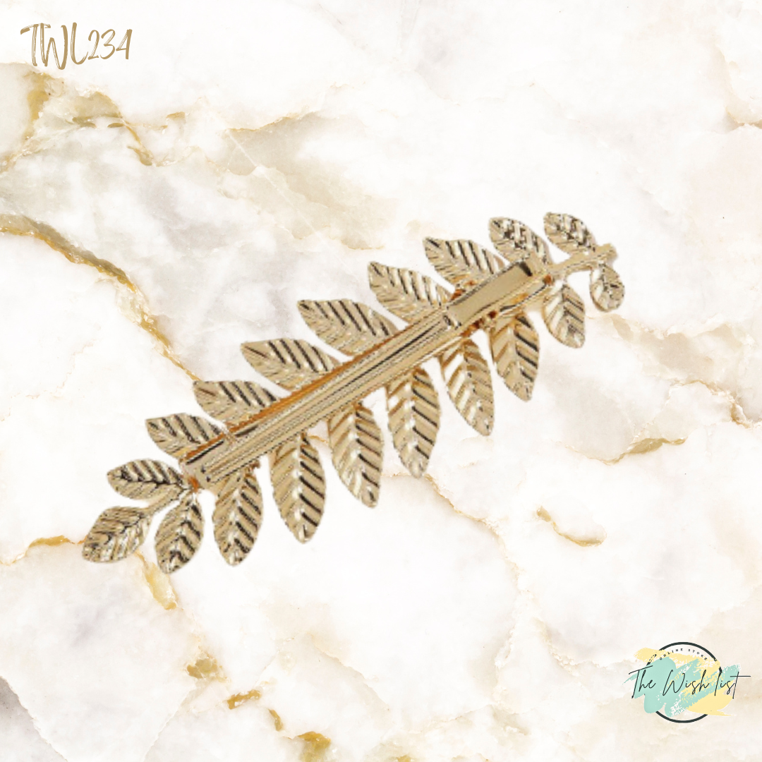 Metallic Leaf Hair Clips- 1PCE