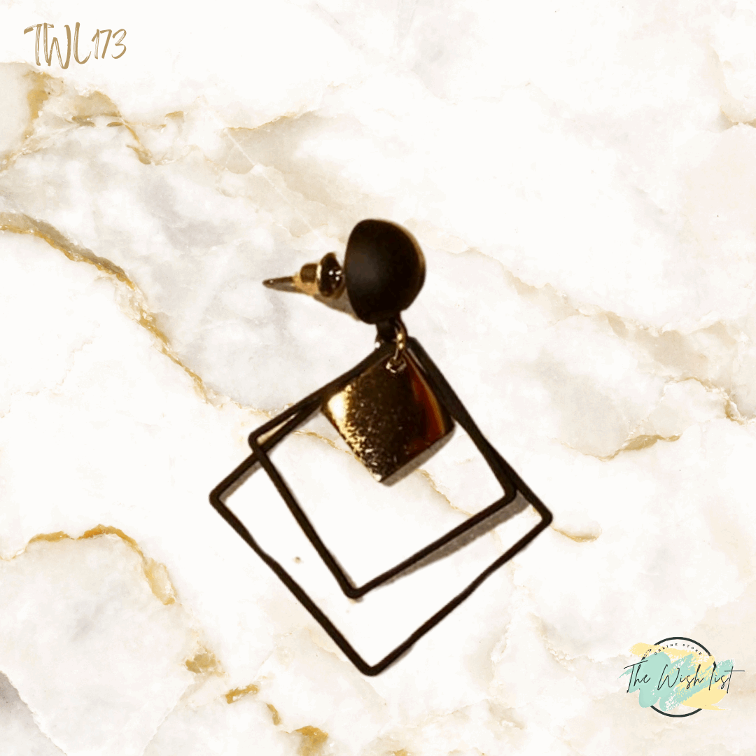 Geometric Drop earrings- Black , Toffee , Green