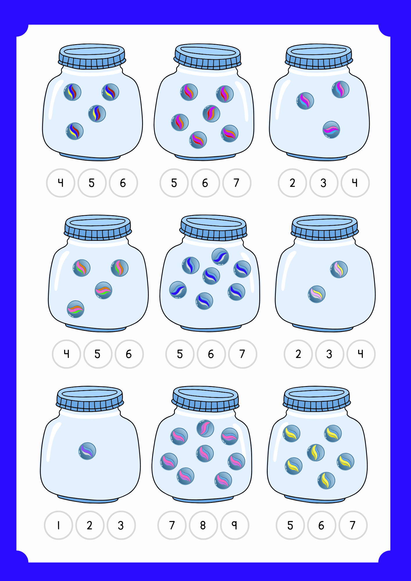 Marbles in a Jar Counting Worksheet Available in English and Afrikaans