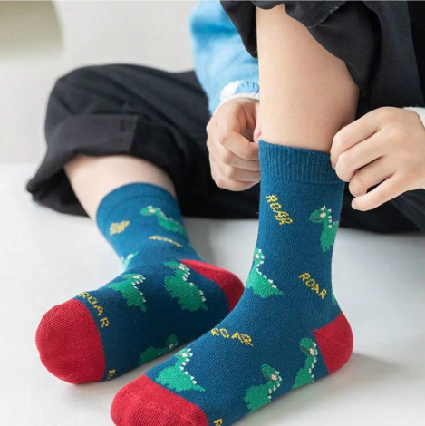 5pairs Thickened Children's Dinosaur Socks