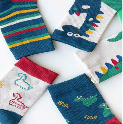 5pairs Thickened Children's Dinosaur Socks