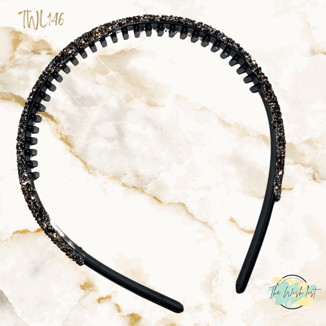 1pc Glitter Rhinestone Teeth Hairband, Anti-Slip Headband