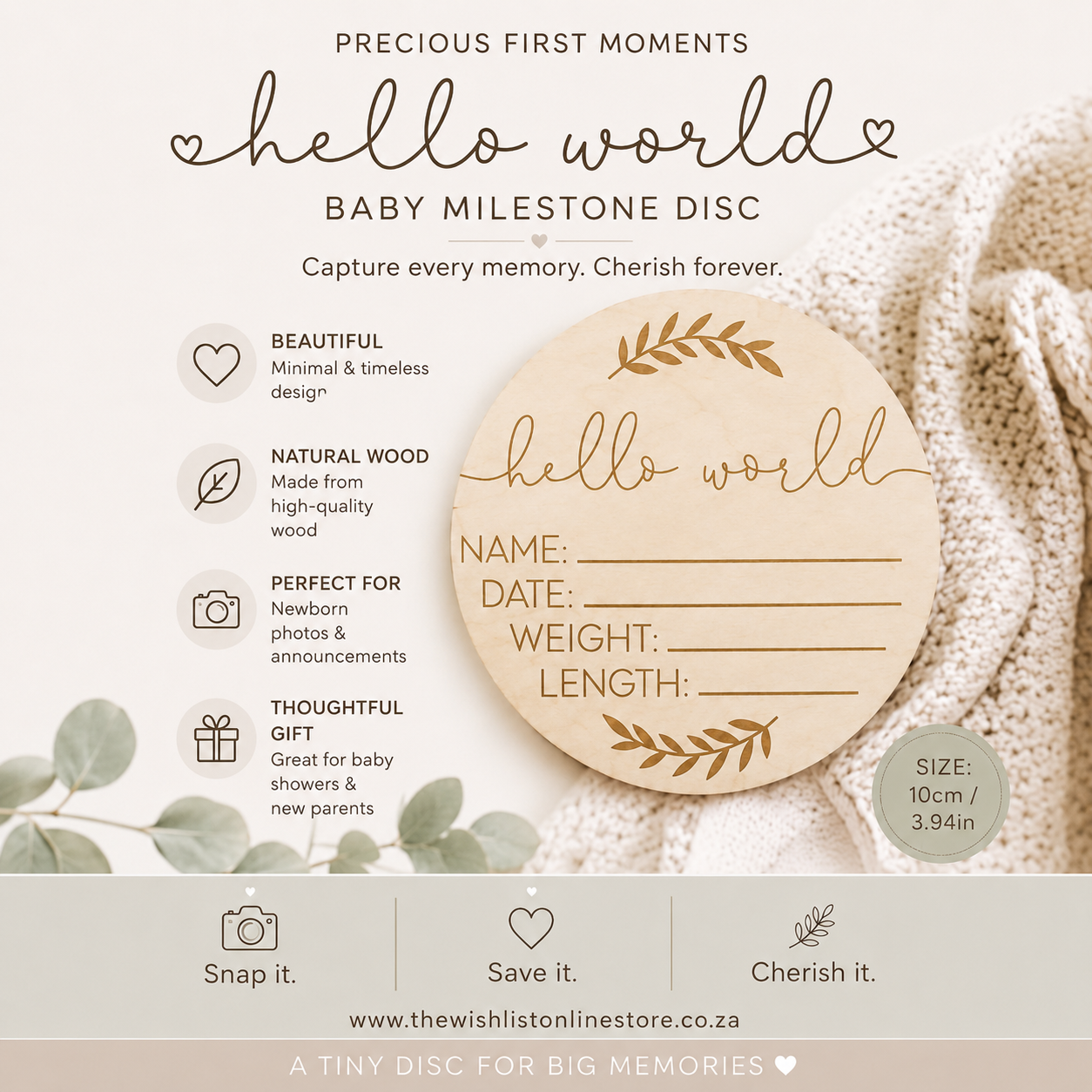 Leaf Style Wooden Baby Commemorative Plaque For Girls/Boys