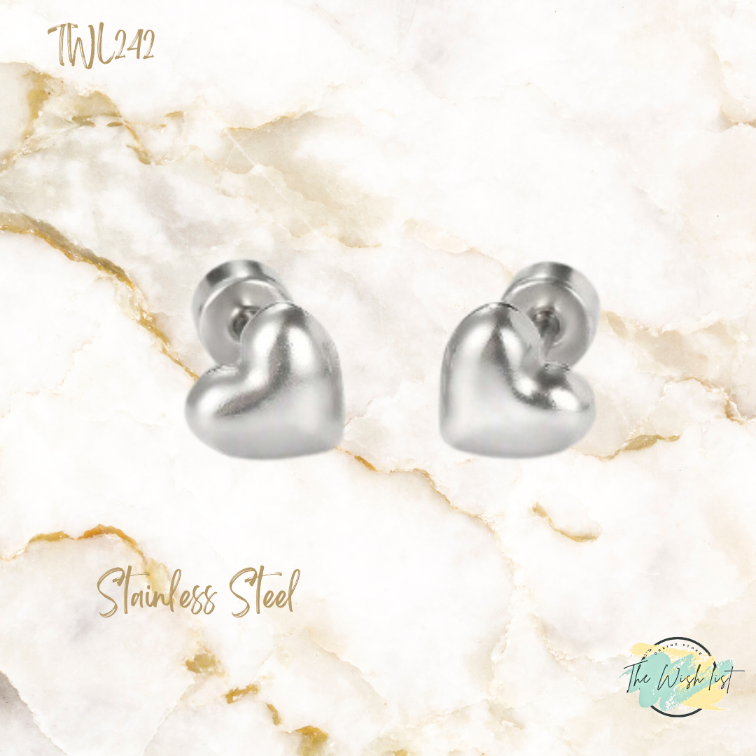 Heart Stud earrings for toddlers- Stainless Steel