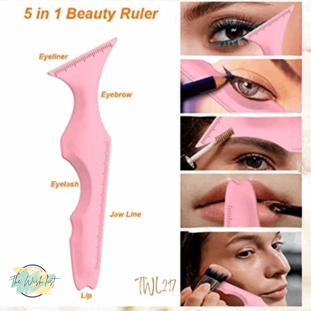 5 in 1 Silicone Beauty Ruler, Reusable Eyeliner, Template Wing