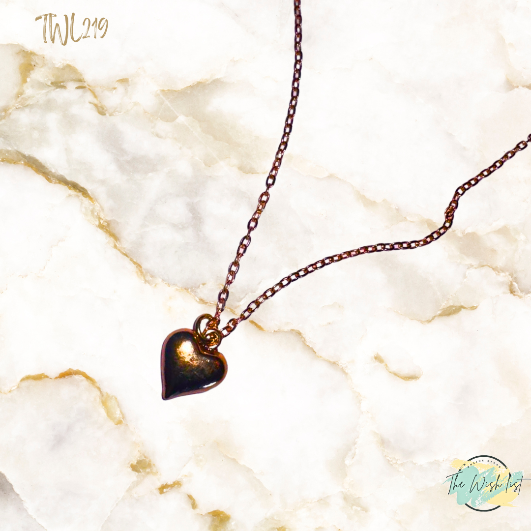 Vintage Solid Heart Pendant Necklace