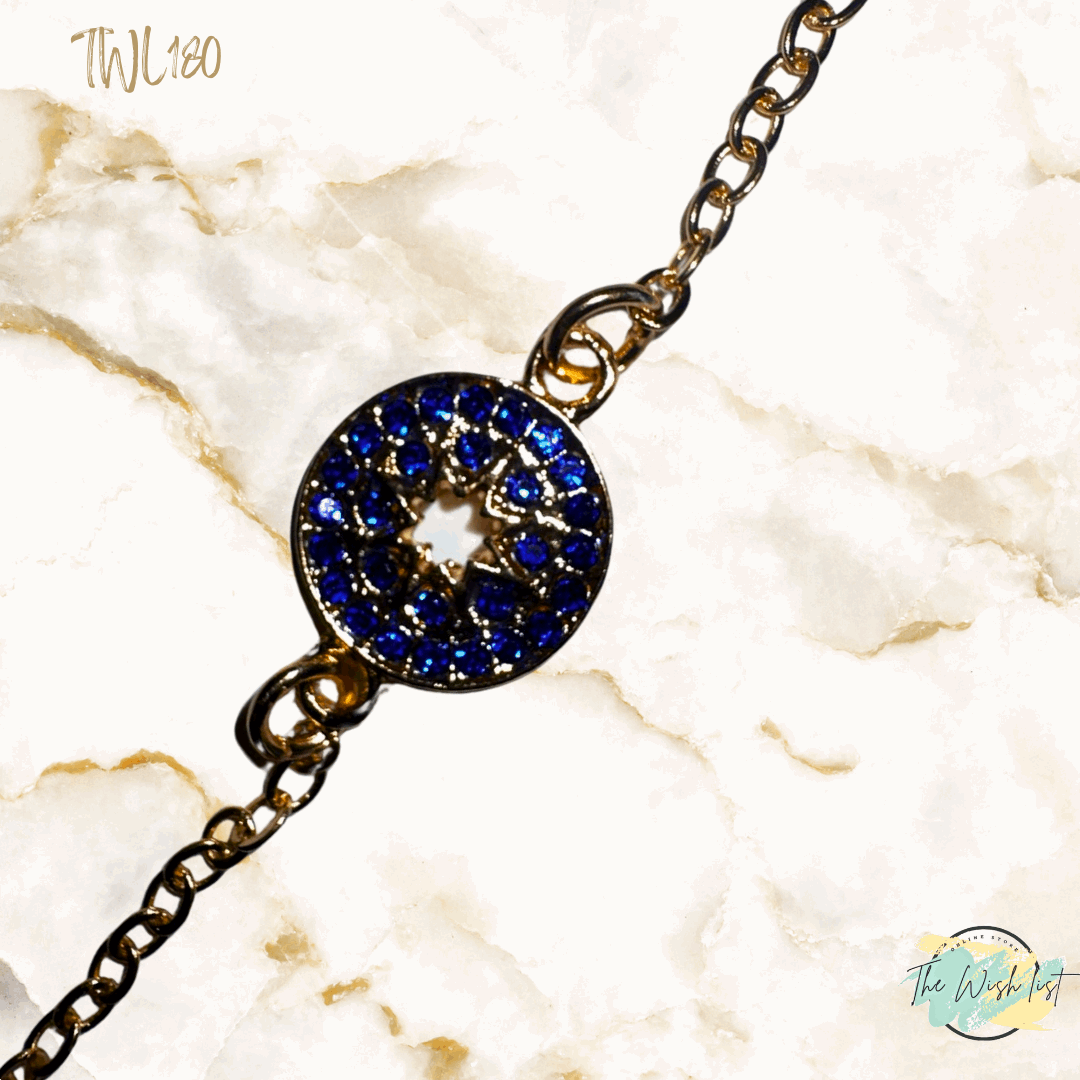2Pce Round Blue star detailed bracelet set