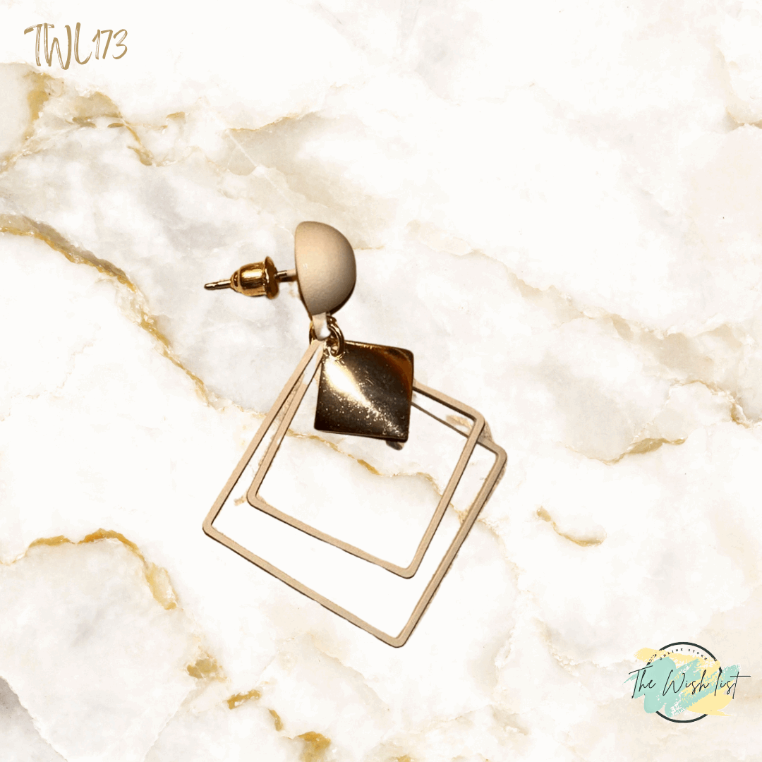 Geometric Drop earrings- Black , Toffee , Green