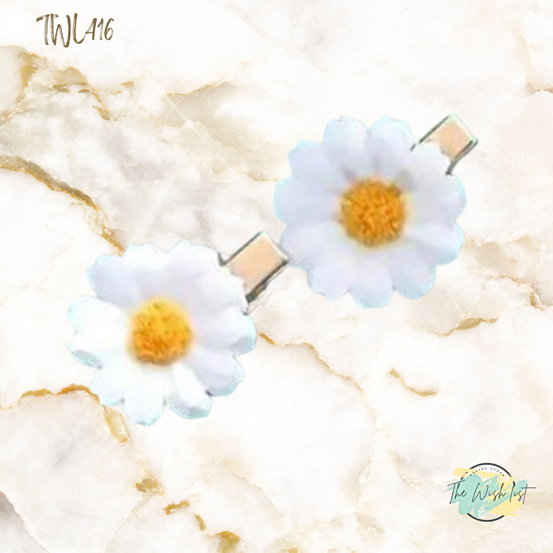 2Pce Daisy Hair Clips For Girls