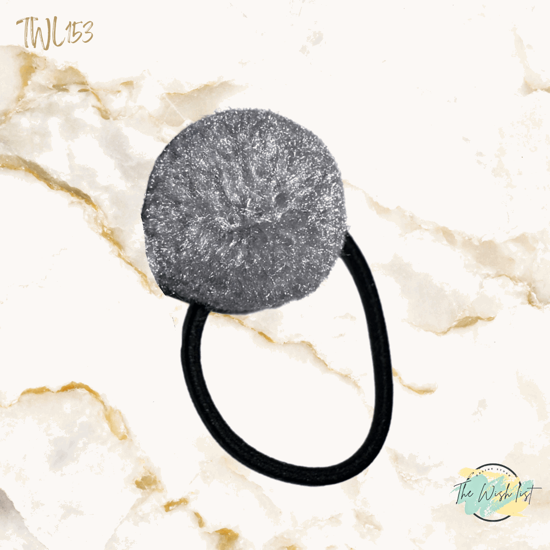 2Pce Fluffy Pom Poms Hair Tie for Girls