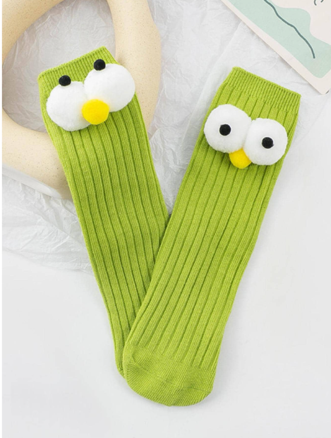 1pair Kids Eye Decor Crew Socks For Daily Life