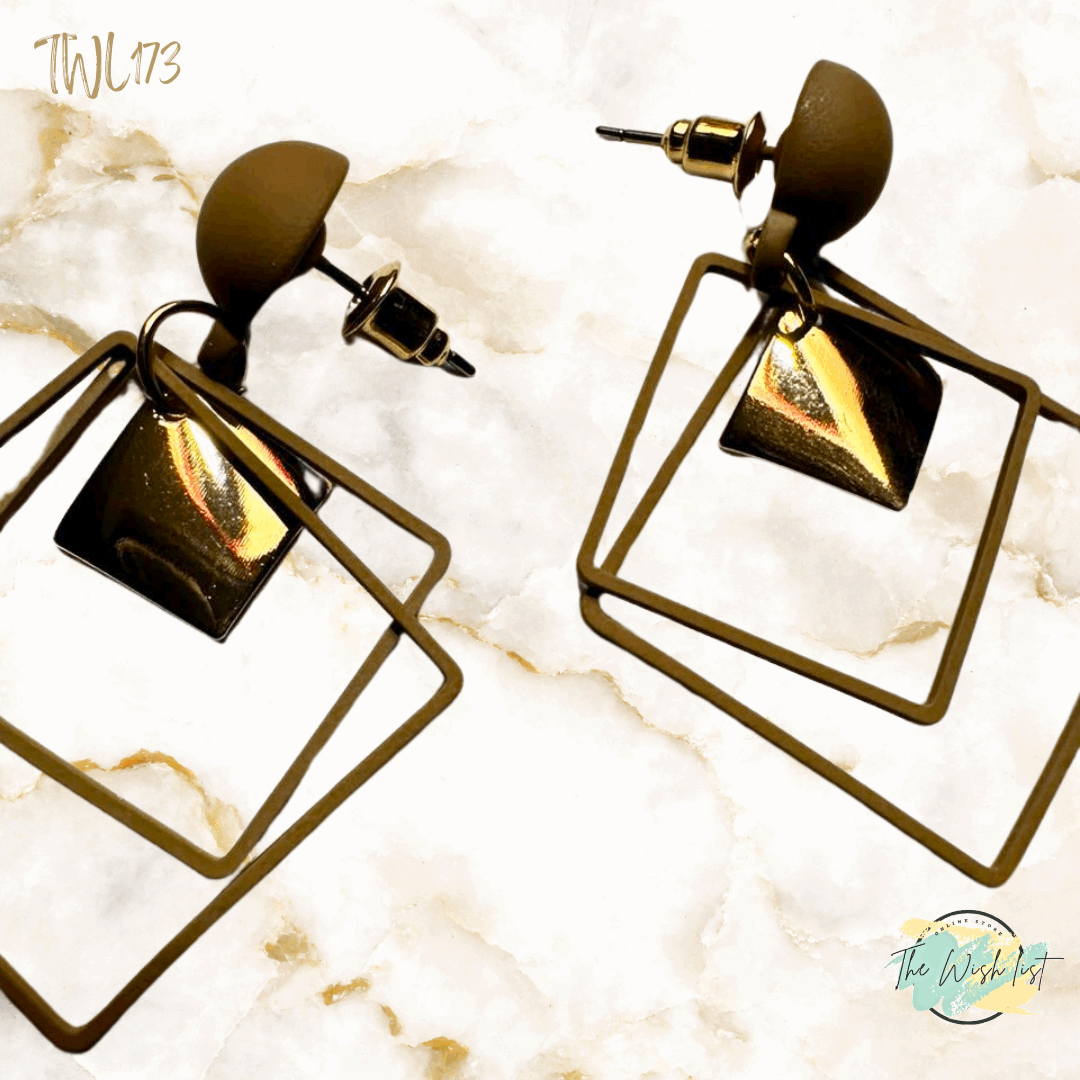 Geometric Drop earrings- Black , Toffee , Green
