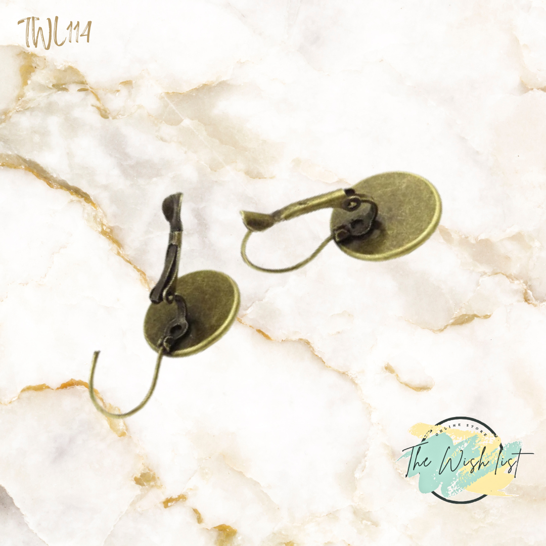 Sunflower pattern round earrings, copper jewelry