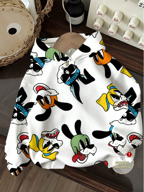 Baby Boy Casual Minimalist Cartoon Rabbit Pattern Loose Soft Knitted Hooded Pullover Sweatshirt, Suitable For Autumn/Winter