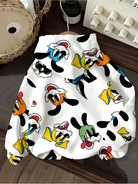 Baby Boy Casual Minimalist Cartoon Rabbit Pattern Loose Soft Knitted Hooded Pullover Sweatshirt, Suitable For Autumn/Winter
