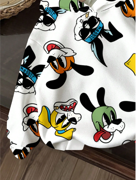 Baby Boy Casual Minimalist Cartoon Rabbit Pattern Loose Soft Knitted Hooded Pullover Sweatshirt, Suitable For Autumn/Winter