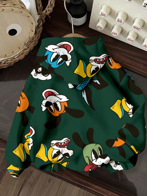 Baby Boy Casual Minimalist Cartoon Rabbit Pattern Loose Soft Knitted Hooded Pullover Sweatshirt, Suitable For Autumn/Winter