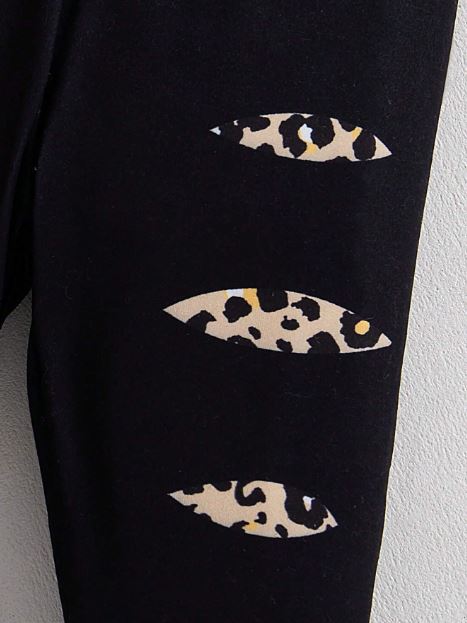 Baby Girls Leopard Print Patchwork Graphic Long Sleeve Top with Leopard Print Pants - 2pcs Set