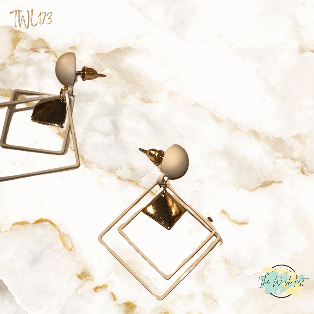 Geometric Drop earrings- Black , Toffee , Green