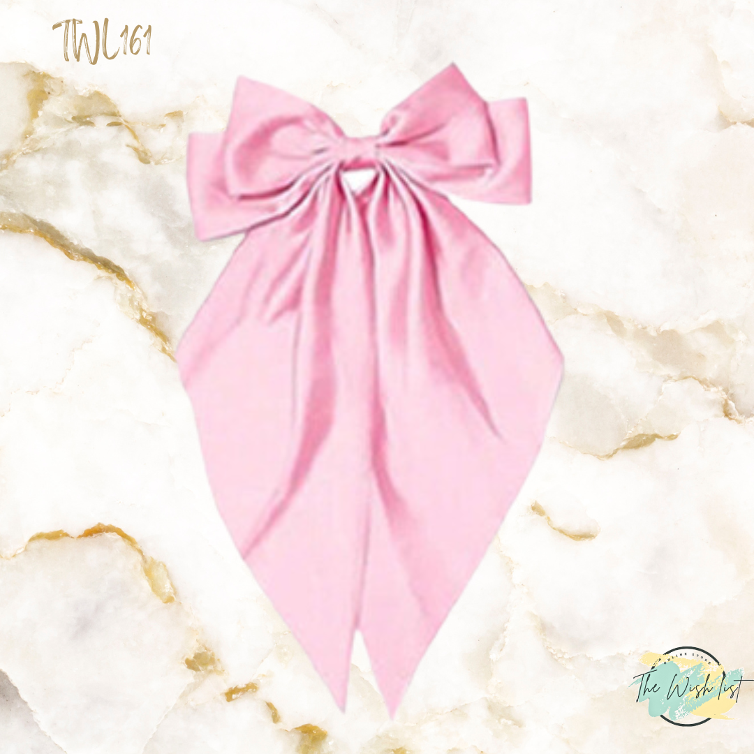 Hair Bow wit Clip- Large, Black, Red Pink, White , Toffee