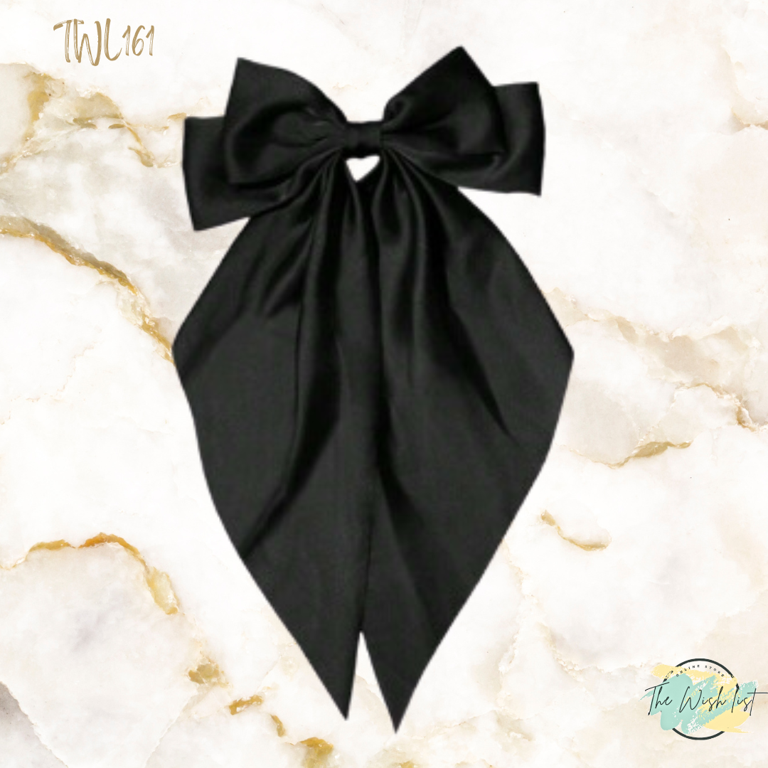 Hair Bow wit Clip- Large, Black, Red Pink, White , Toffee