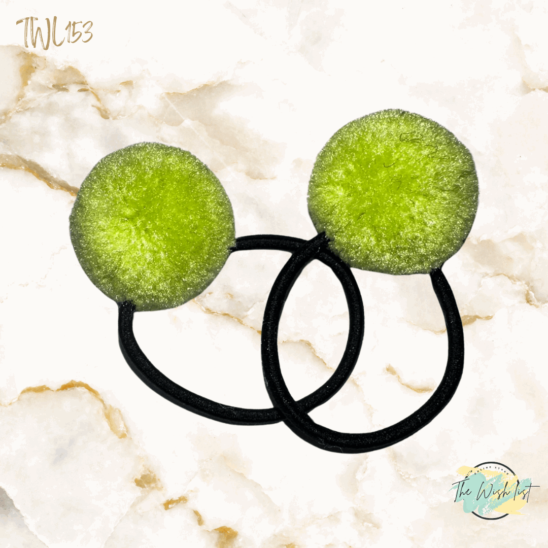 2Pce Fluffy Pom Poms Hair Tie for Girls