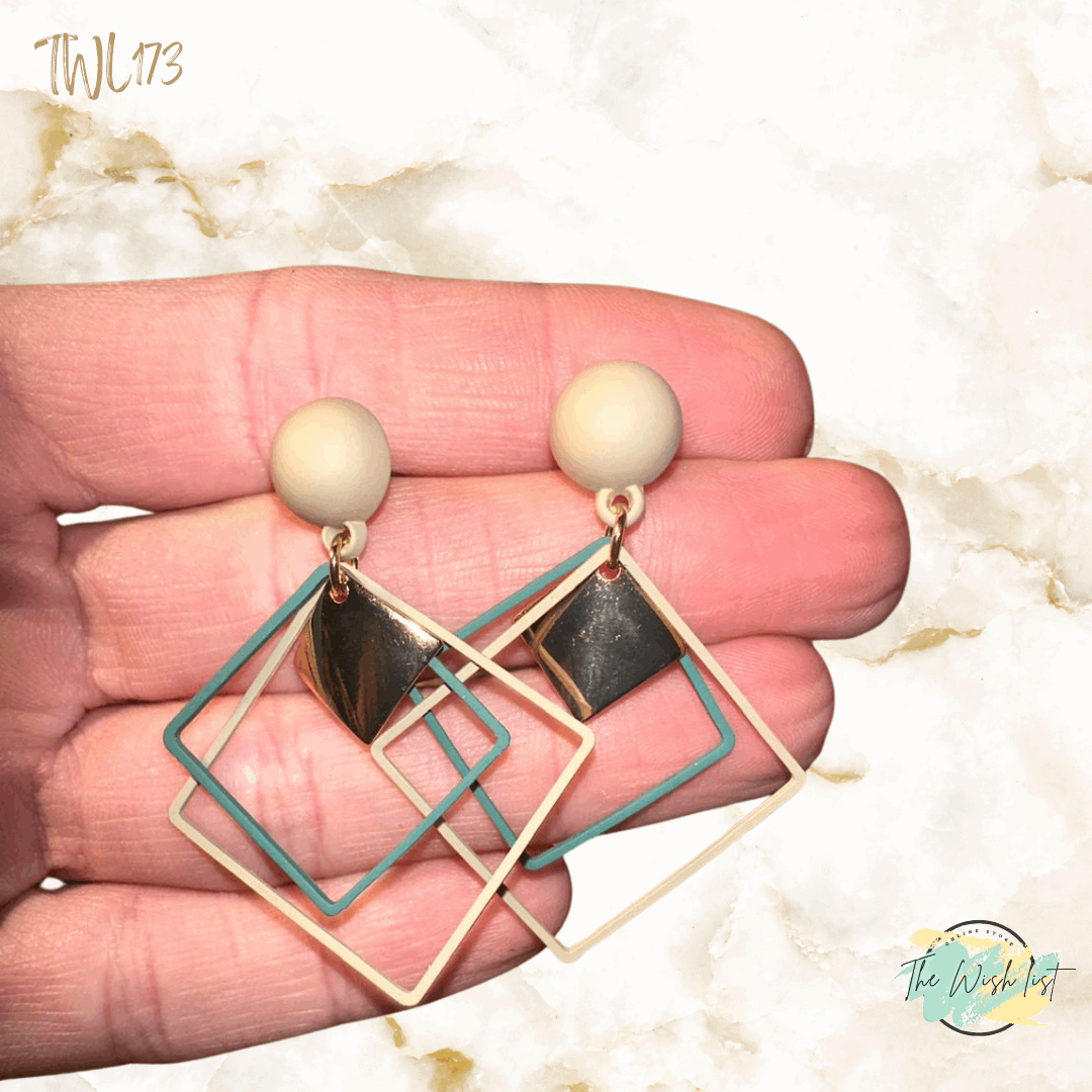 Geometric Drop earrings- Black , Toffee , Green