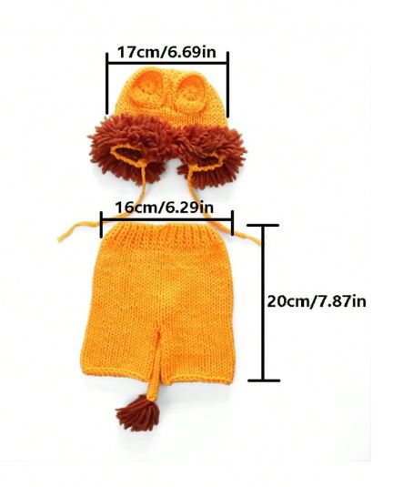 Baby Cartoon Lion Shaped Newborn Photography Outfits, Baby Knitted Photo Props