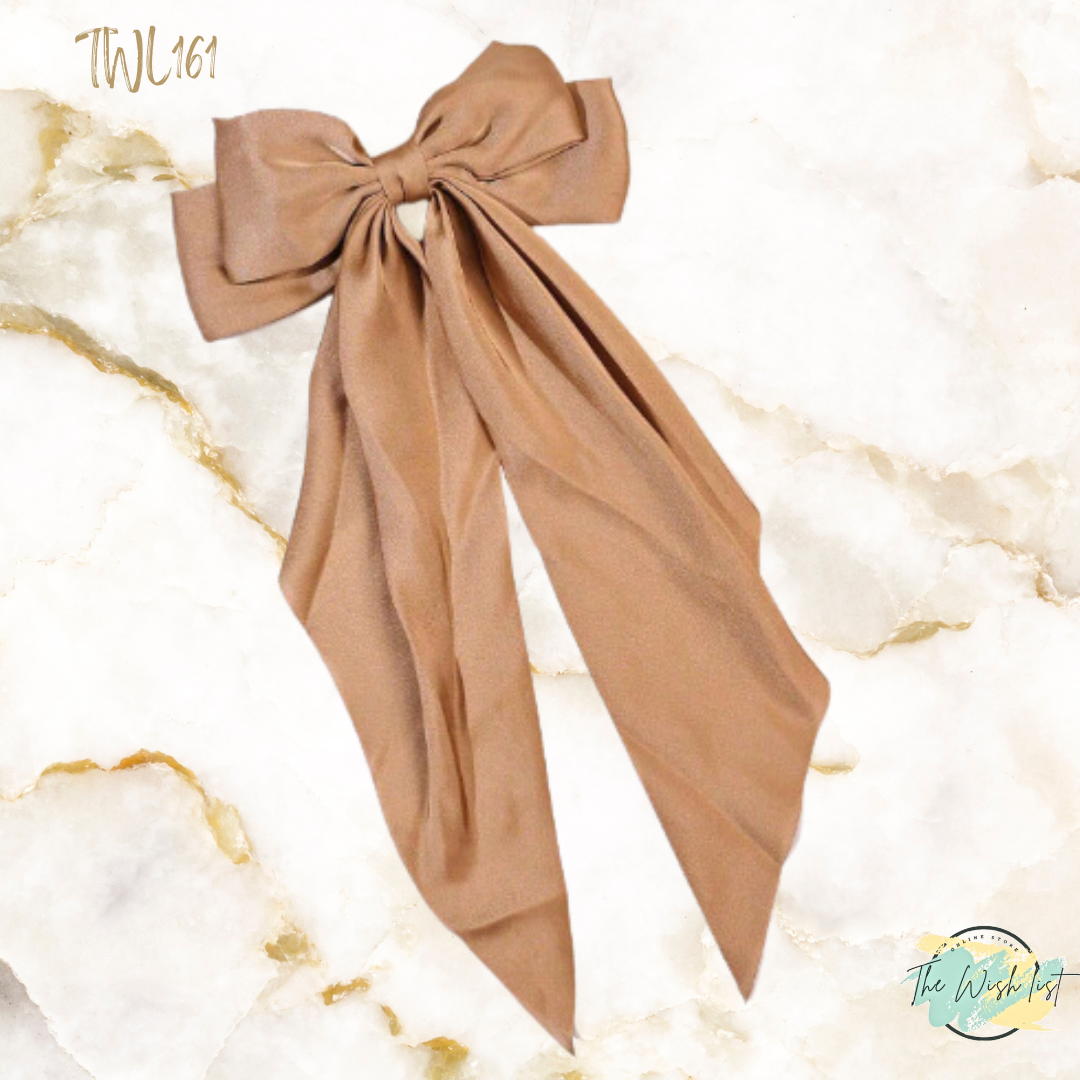 Hair Bow wit Clip- Large, Black, Red Pink, White , Toffee