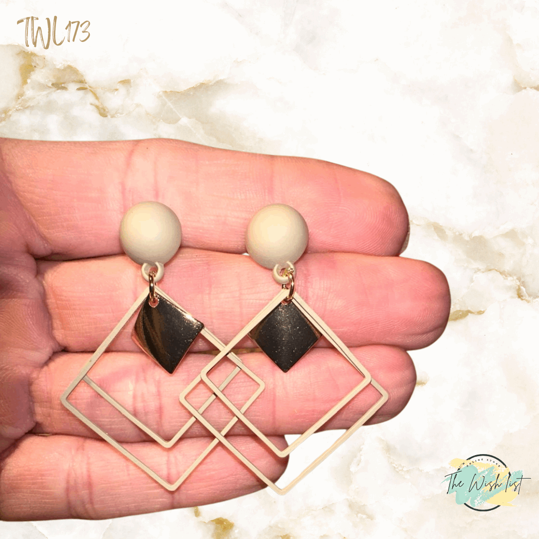 Geometric Drop earrings- Black , Toffee , Green