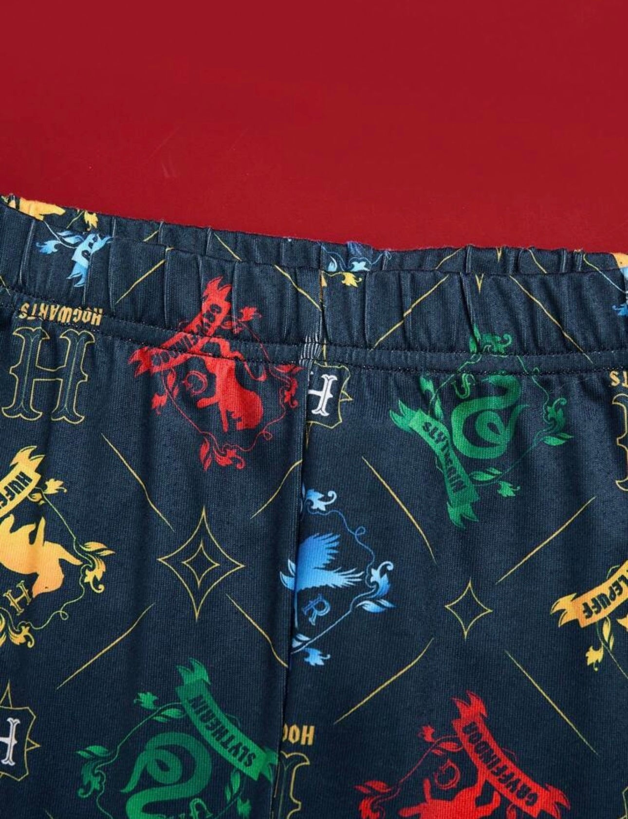 HARRY POTTER Tween Boy Cartoon Casual Hogwarts 4 Houses Badge Graphic Patchwork Long Sleeve T-Shirt & Pants 2-Piece Snug Fit Pajamas Set