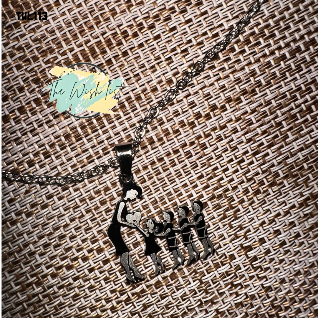 pc Stainless Steel Mother And Child Pendant Necklace, Fashionable And Beautiful Decoration Accessory For Women