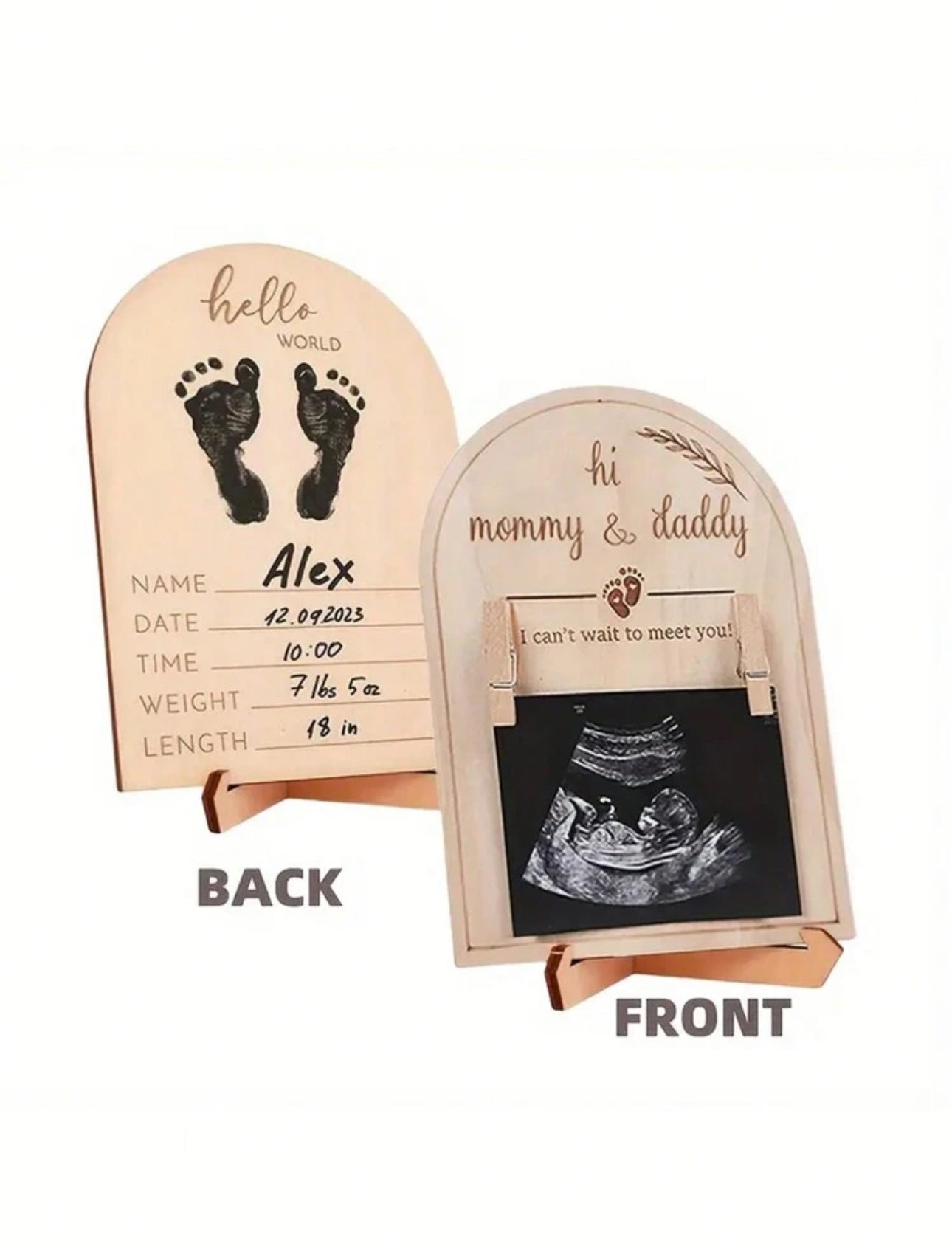 Wooden Ultrasonic Photo Frame, Pregnancy Announcement Or Baby Birth Displaybaby.