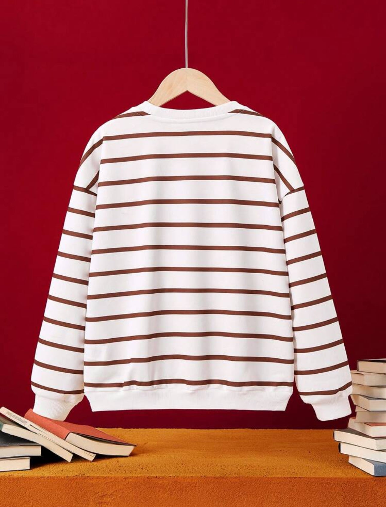 HARRY POTTER Tween Girl Retro Sports College Casual Gryffindor House Badge And Stripe Pattern White Dropped Shoulder Loose Sweatshirt