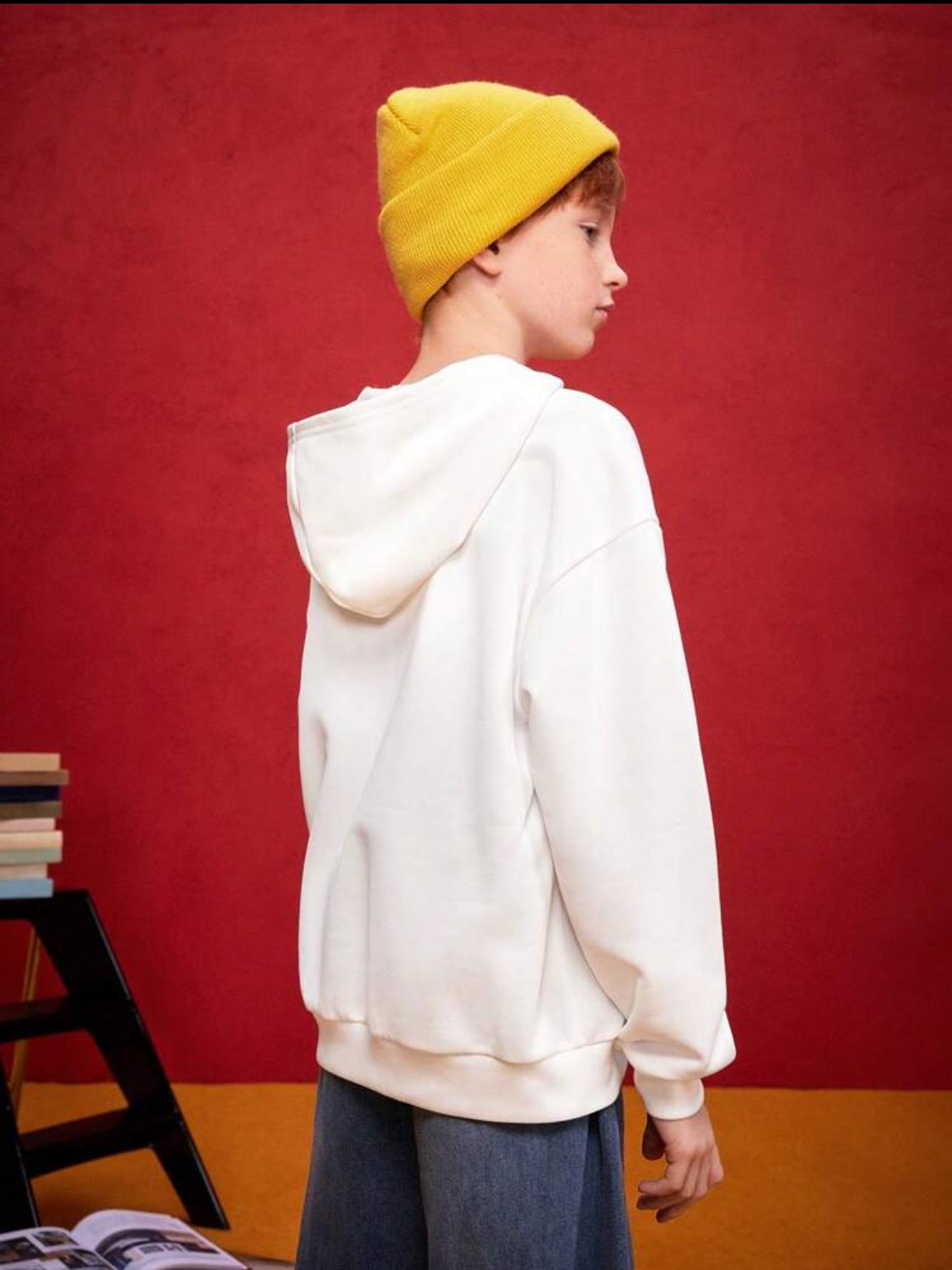 HARRY POTTER Tween Boy Vintage Campus Wizardry Hogwarts Portrait Silhouette Print Hooded Dropped Shoulder Loose Fit Sweatshirt