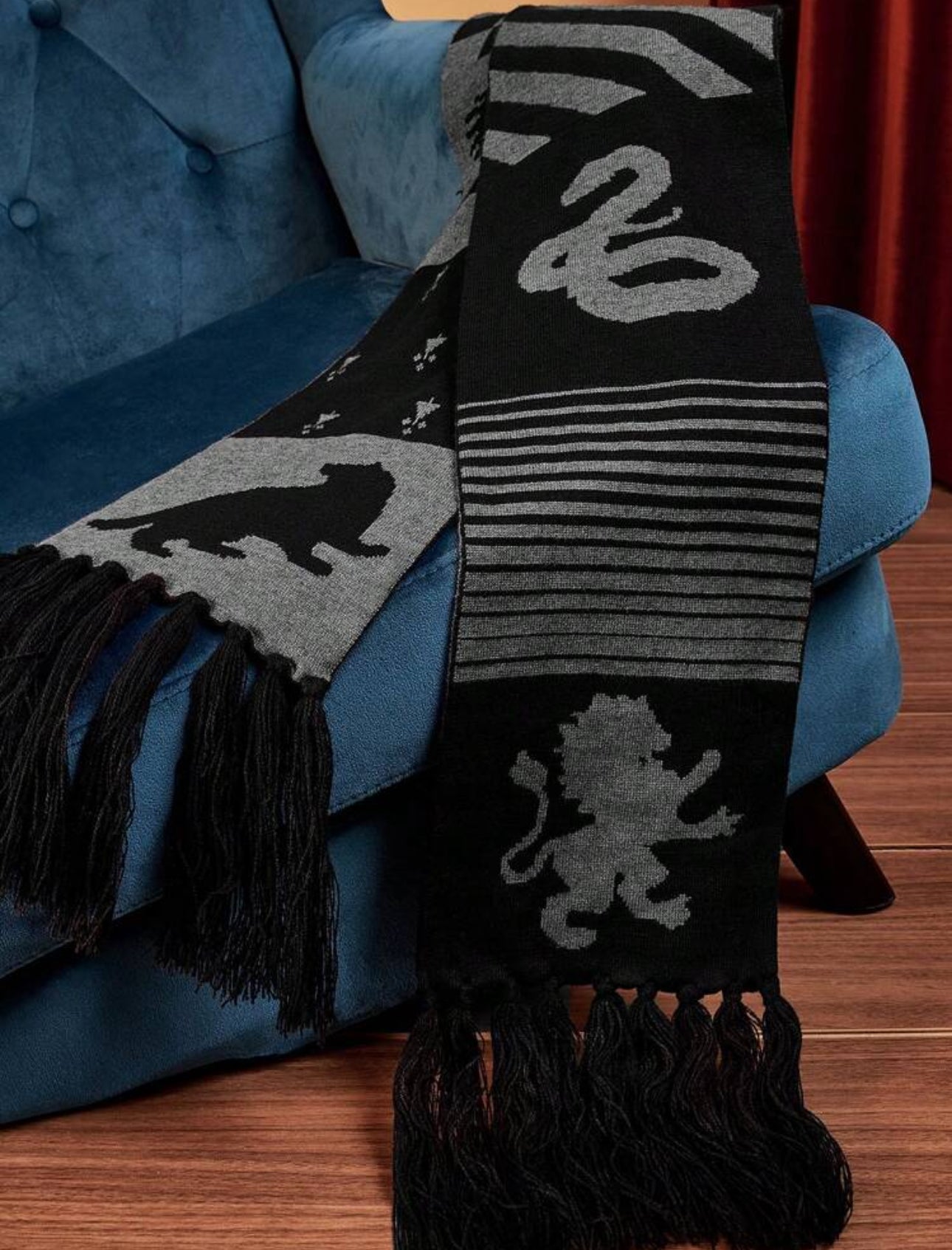 HARRY POTTER Hogwarts Pattern Black Long Scarf, Comfortable And Soft For Everyday Use