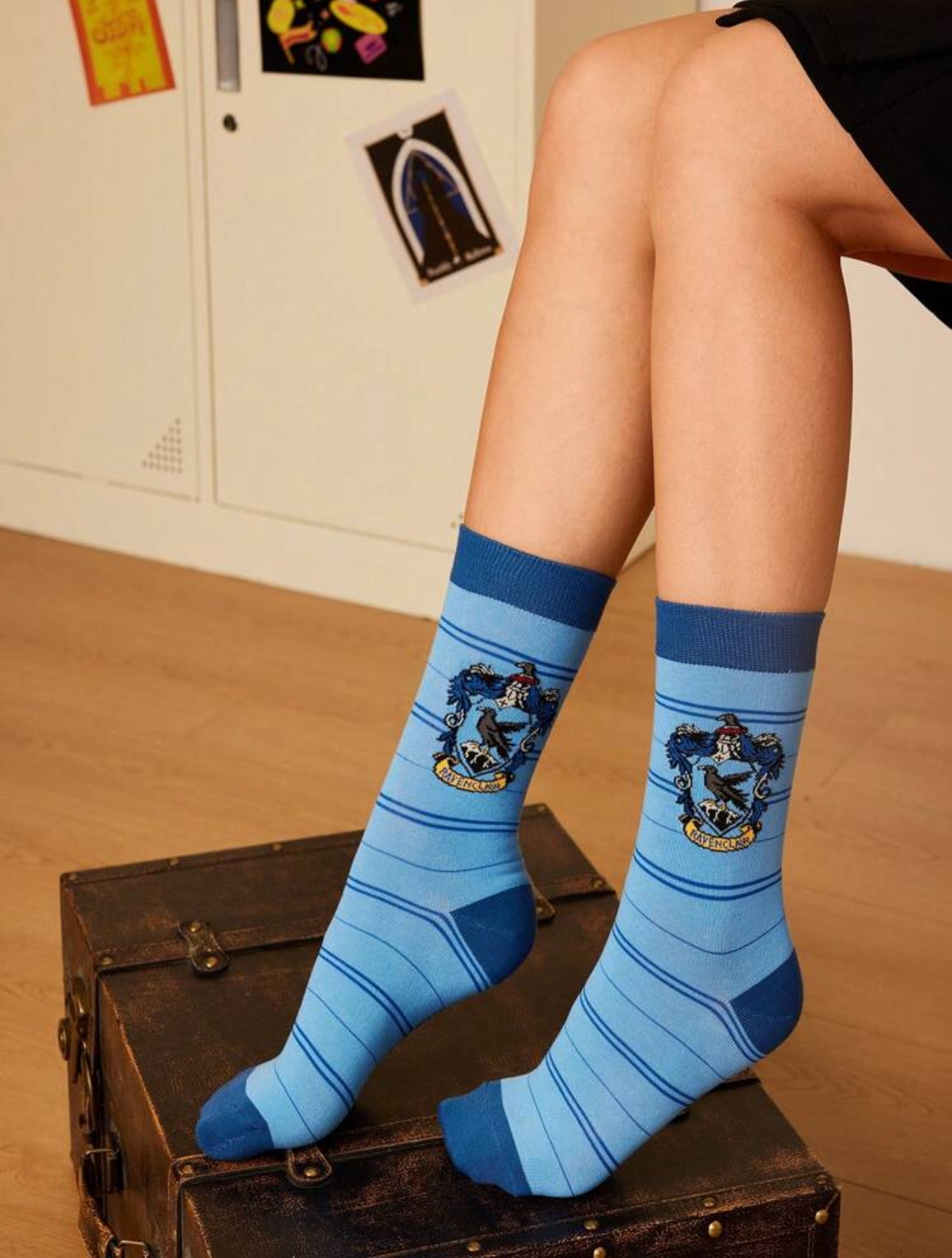 HARRY POTTER 4 Houses Women Badge And Stripe Pattern Color Block Mid-Calf Socks, Pack Of 4