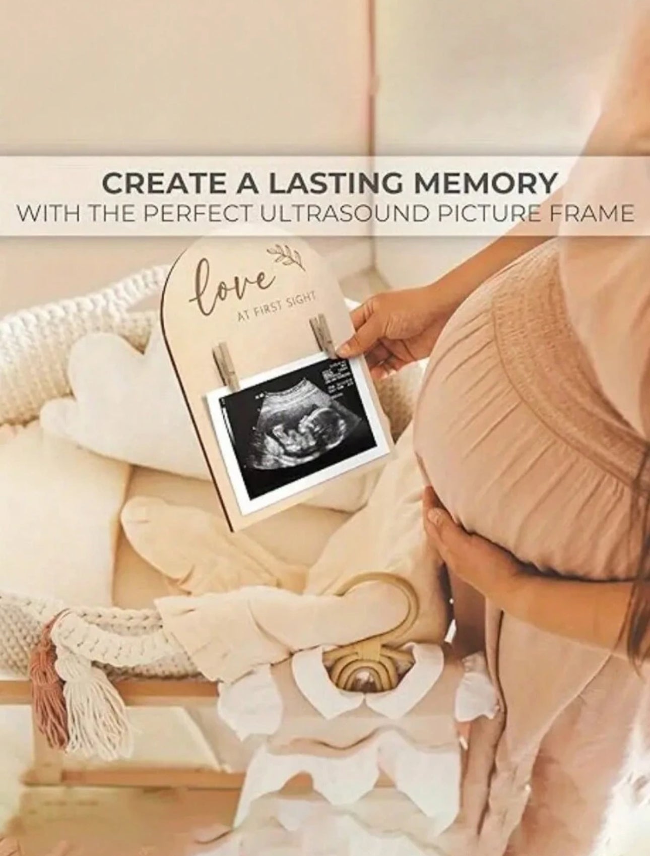Wooden Ultrasonic Photo Frame, Pregnancy Announcement Or Baby Birth Displaybaby.