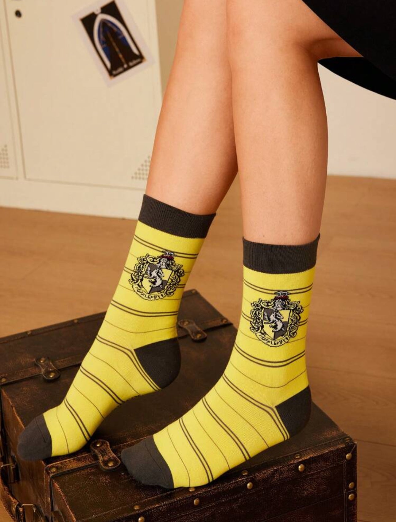 HARRY POTTER 4 Houses Women Badge And Stripe Pattern Color Block Mid-Calf Socks, Pack Of 4