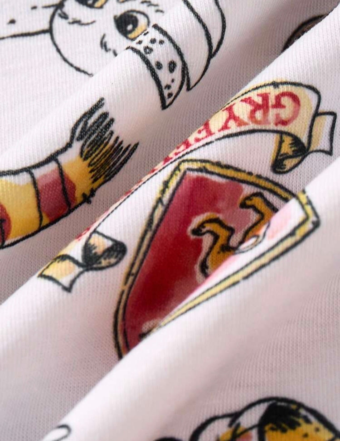 HARRY POTTER X Young Girl 2pcs/Set Cartoon Cat Owl Lion Badge Print Cute White Long Sleeve T-Shirt And Burgundy Casual Versatile Long Sleeve T-Shirt,