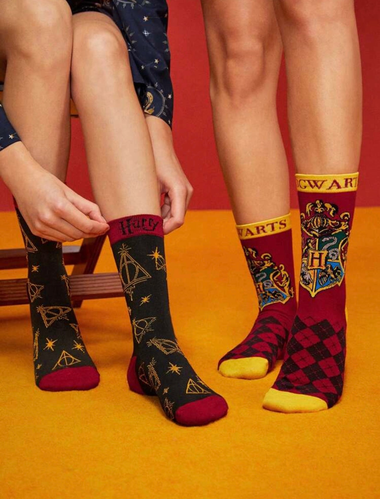 HARRY POTTER X 2 Pairs Women's Geometric And Animal Patch Colorblock Socks