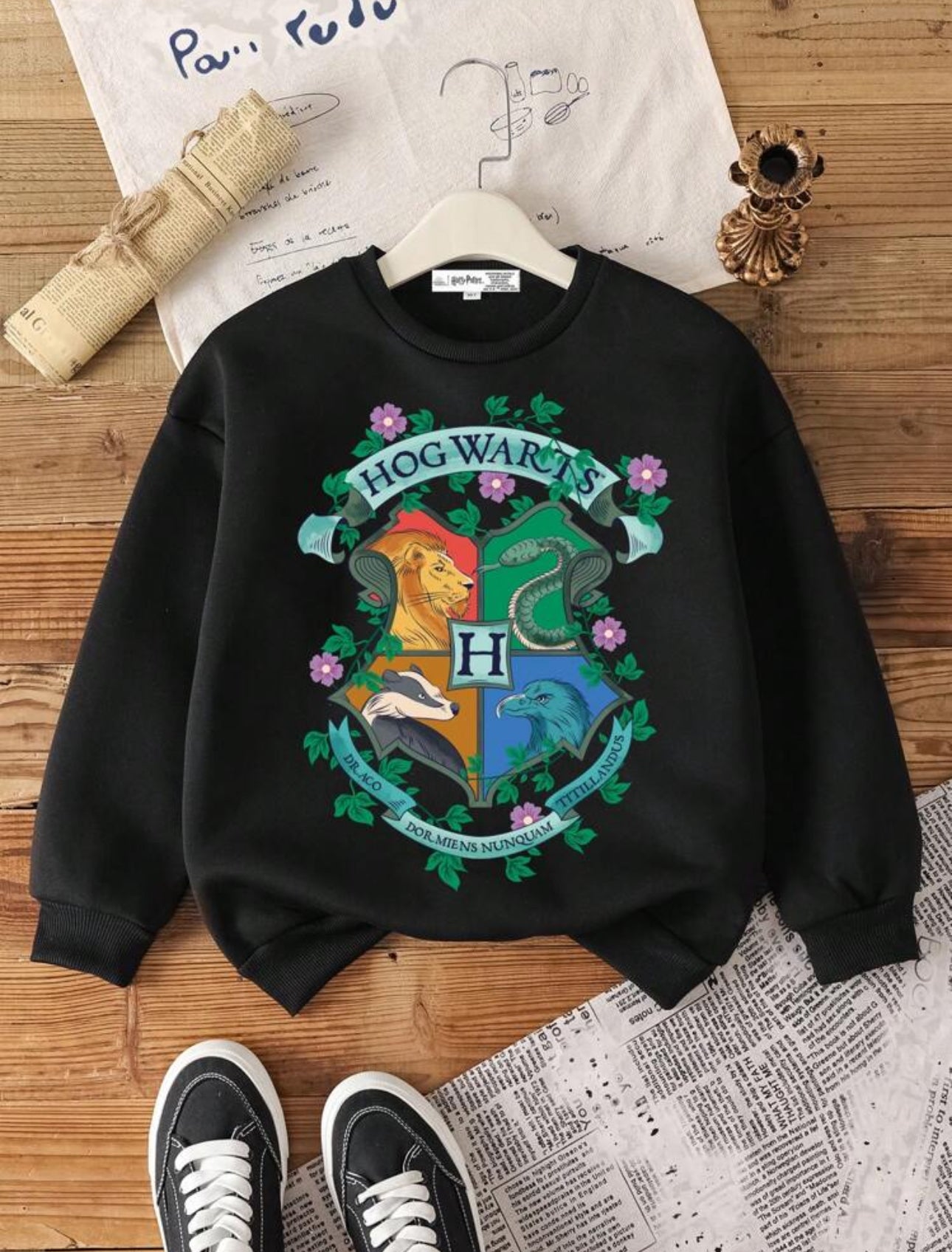 HARRY POTTER Tween Girl Casual Graphic Print Long Sleeve Crew Neck Sweatshirt