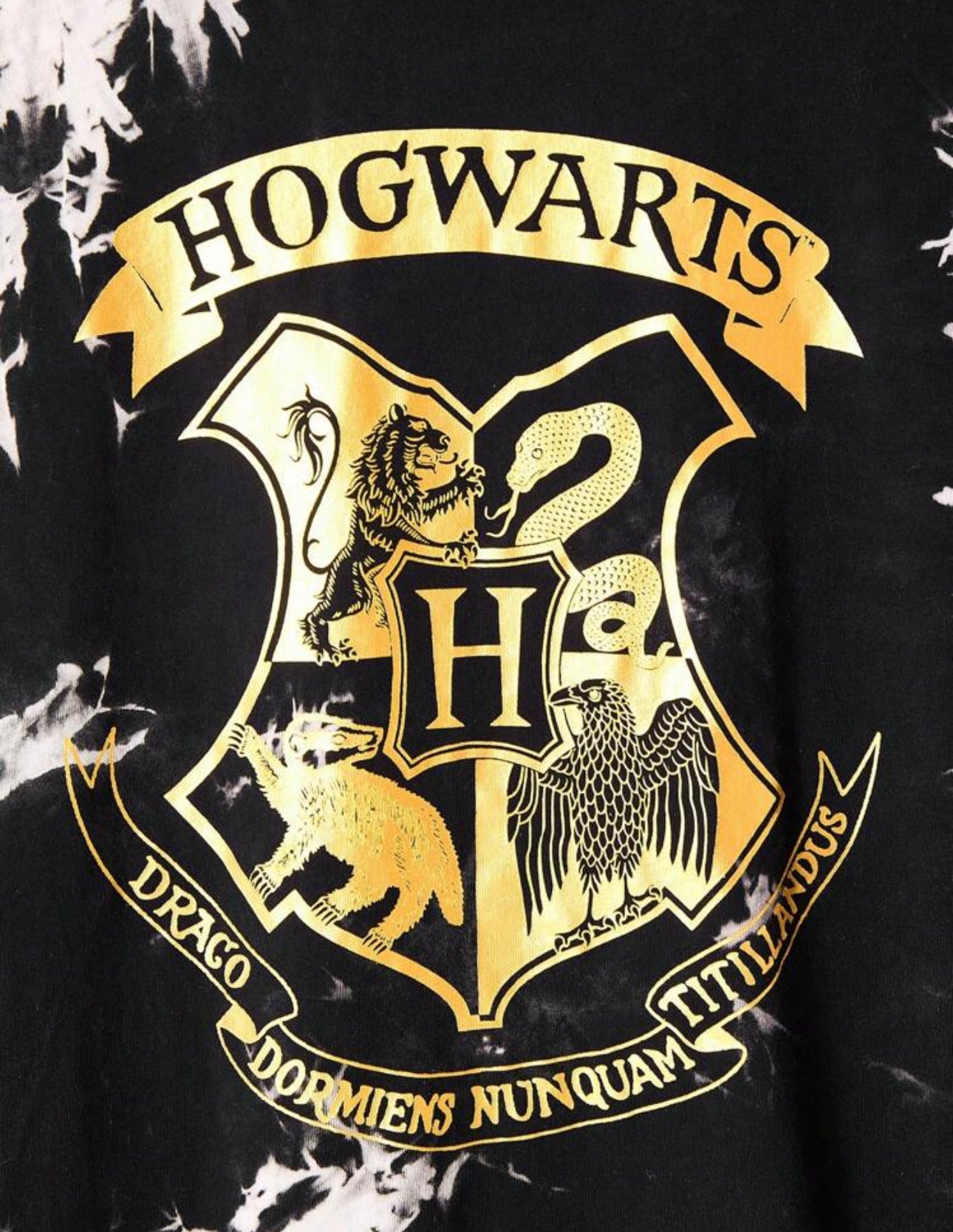 HARRY POTTER Tween Boy Badge & Letter Foil Print Tie Dye Dropped Shoulder Loose Fit Long Sleeve T-Shirt