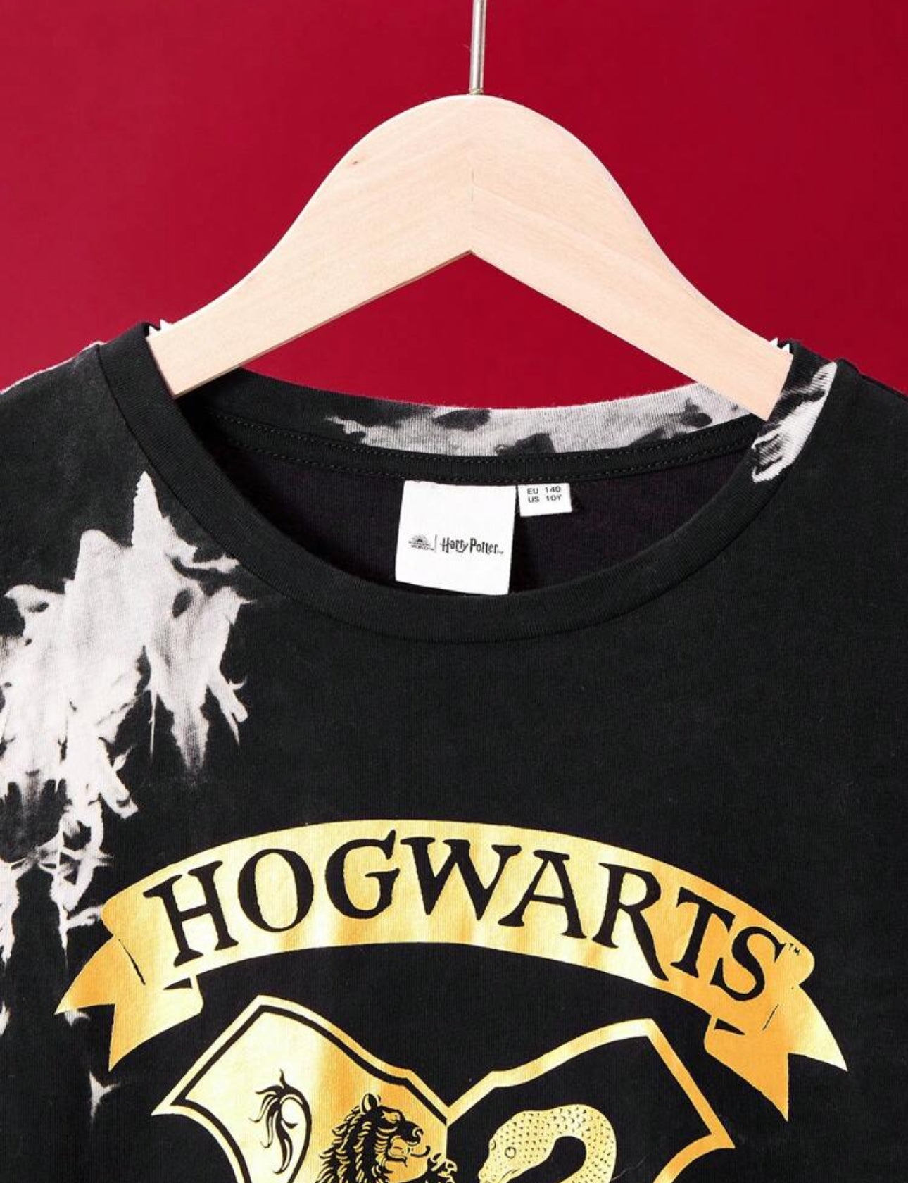 HARRY POTTER Tween Boy Badge & Letter Foil Print Tie Dye Dropped Shoulder Loose Fit Long Sleeve T-Shirt