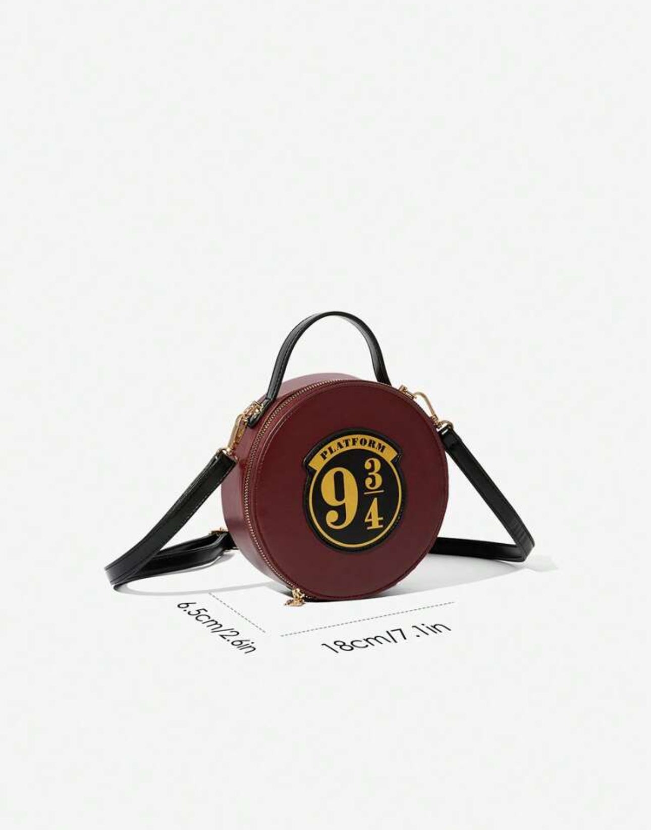 HARRY POTTER Hogwarts Express Platform9 3/4 Alphanumeric Printed Round Crossbody Bag For Women, Fashionable Burgundy Bag