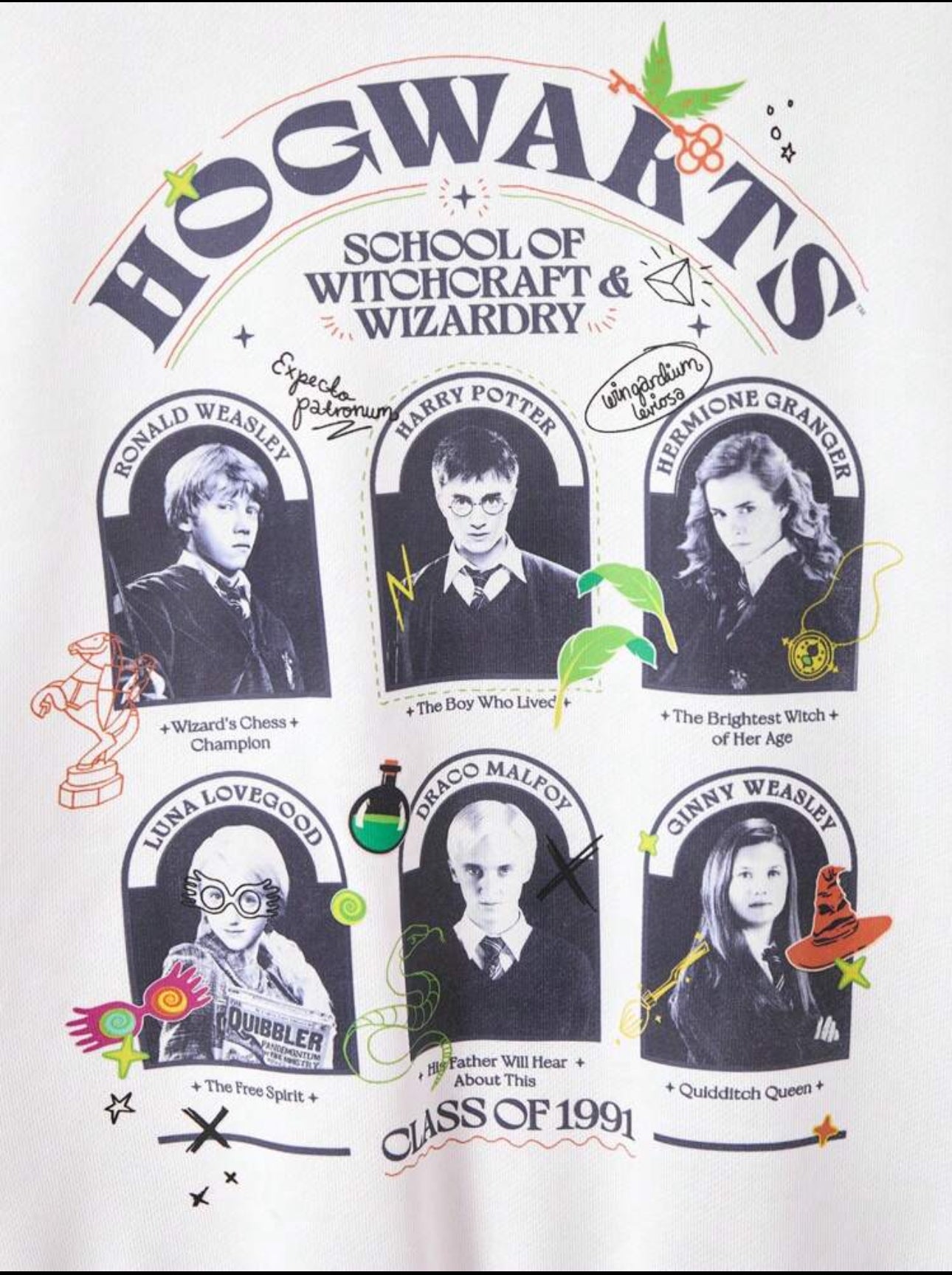 HARRY POTTER Tween Boy Vintage Campus Wizardry Hogwarts Portrait Silhouette Print Hooded Dropped Shoulder Loose Fit Sweatshirt